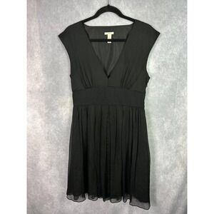 J.Crew Black Silk Dress Size 8 V Neck Sleeveless Lined Party‎ Cocktail